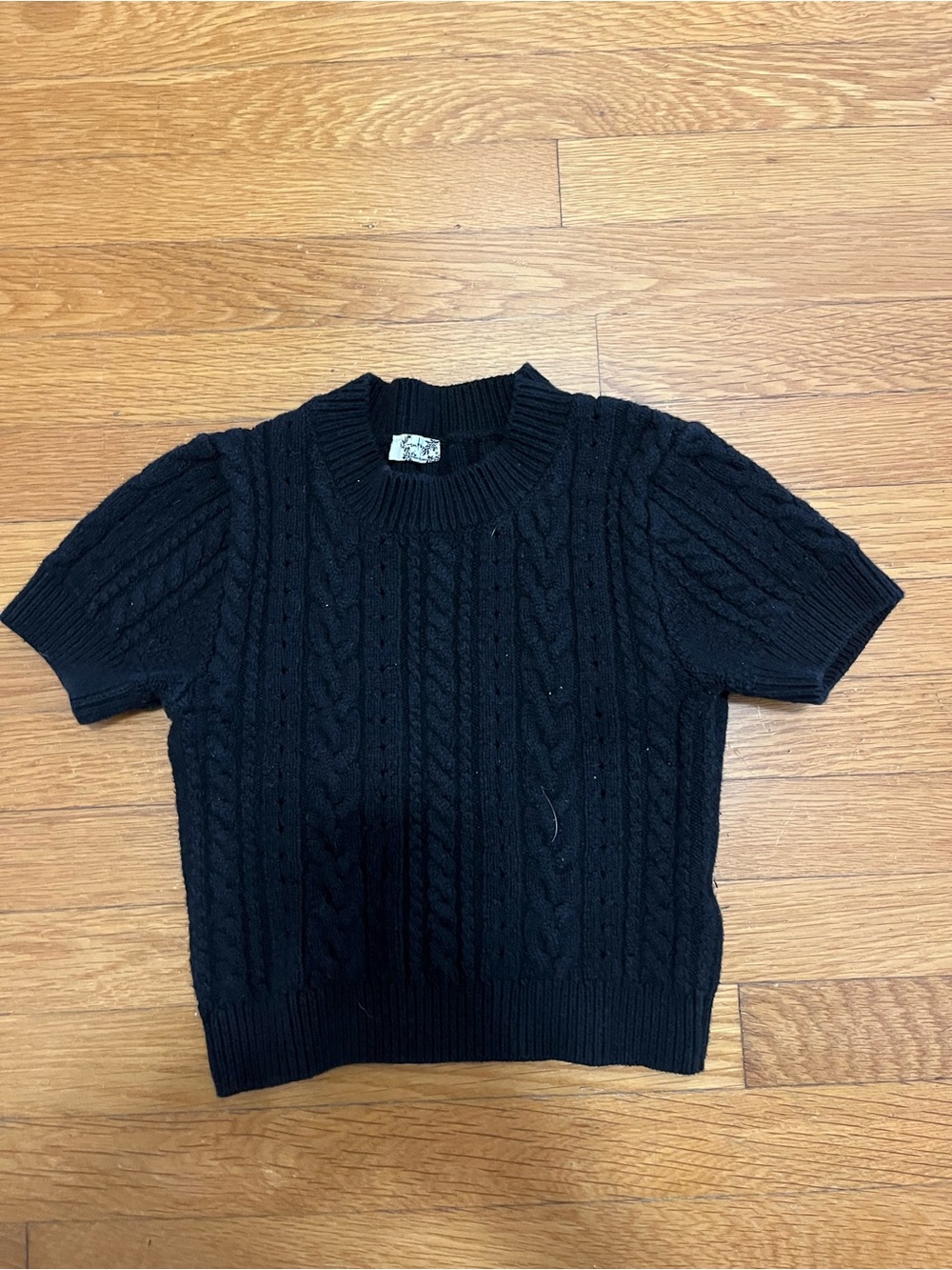 Free People Cable-Knit Short-Sleeve Sweater